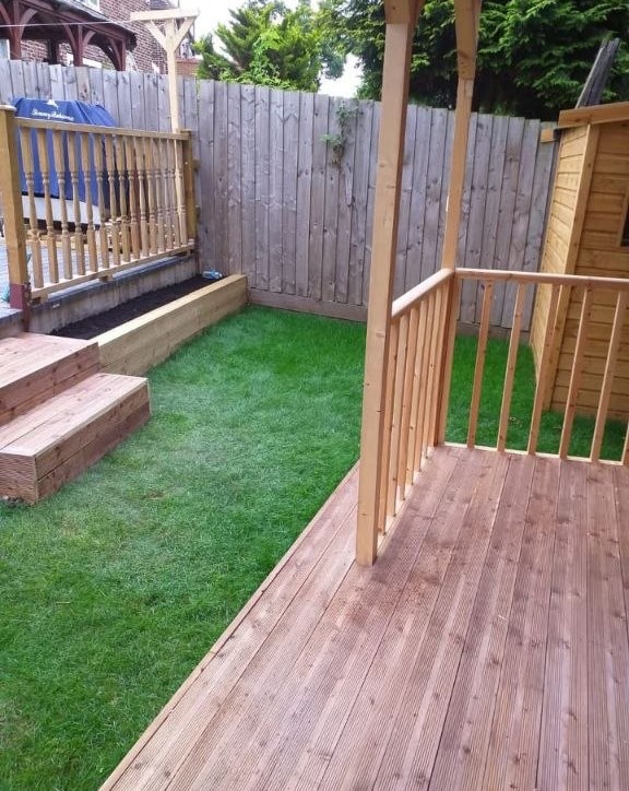 Garden deck and landscaping